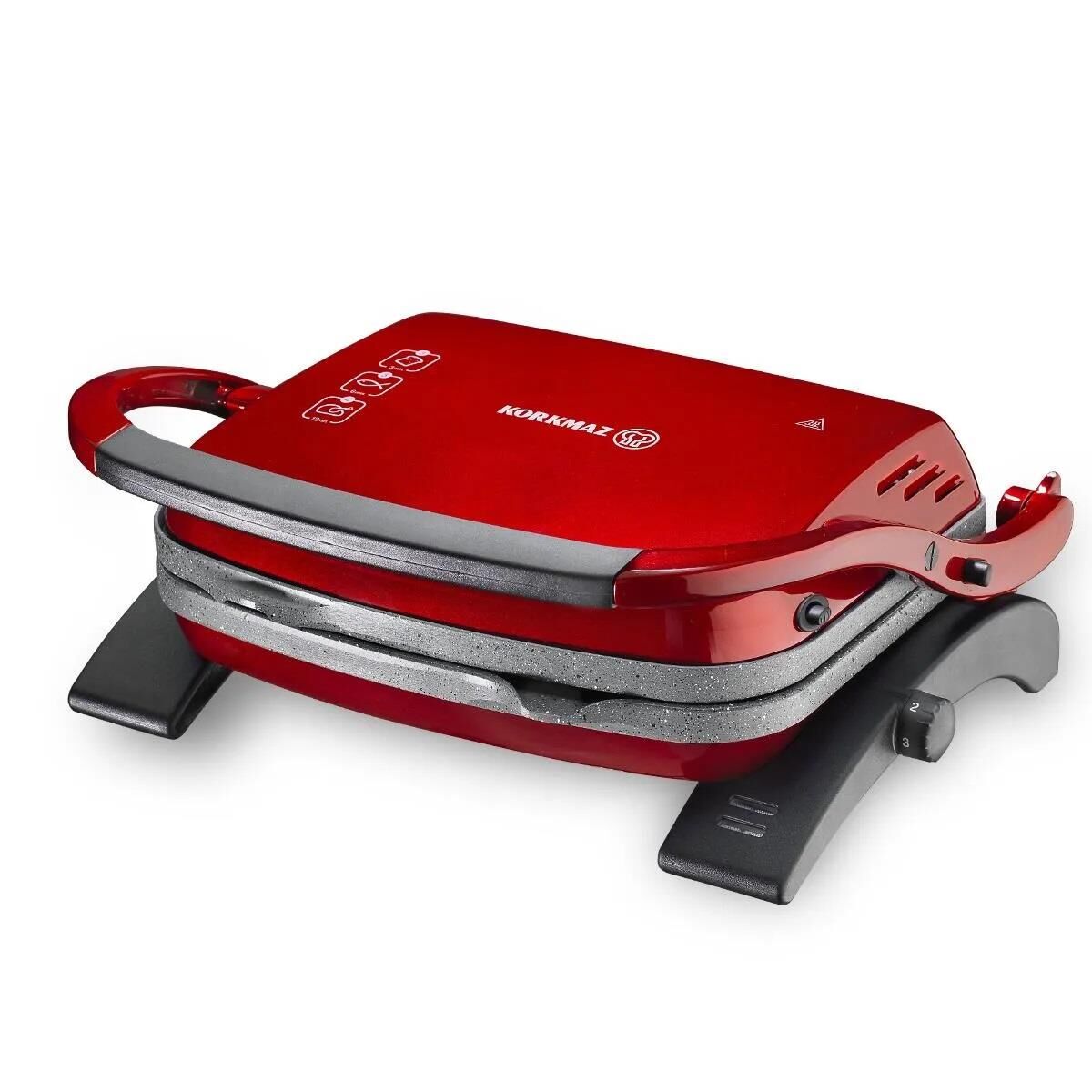 KORKMAZ A329-16 KIRMIZI-GRİ GRANİT TOSTKOLİK TOST MAKİNASI