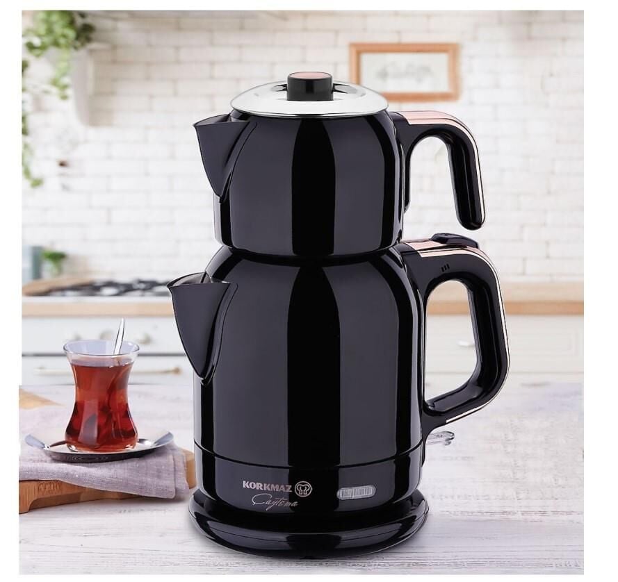 KORKMAZ A331-09 ÇAYTEMA SİYAH-ROSEGOLD ÇAY MAKİNASI