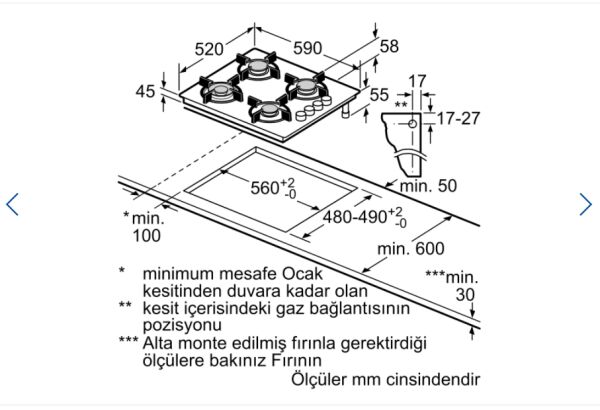 PROFİLO OO36P9O10D GRİ ANKASTRE OCAK