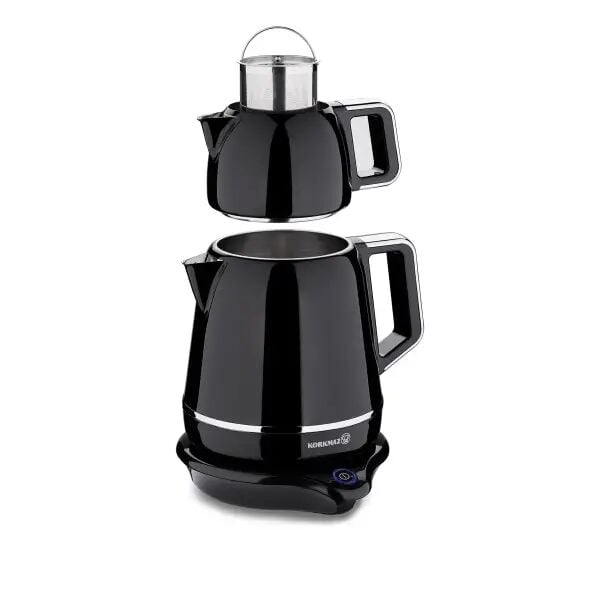 KORKMAZ A332-04 DEMİKS SİYAH-KROM ELEK.ÇAYDANLIK