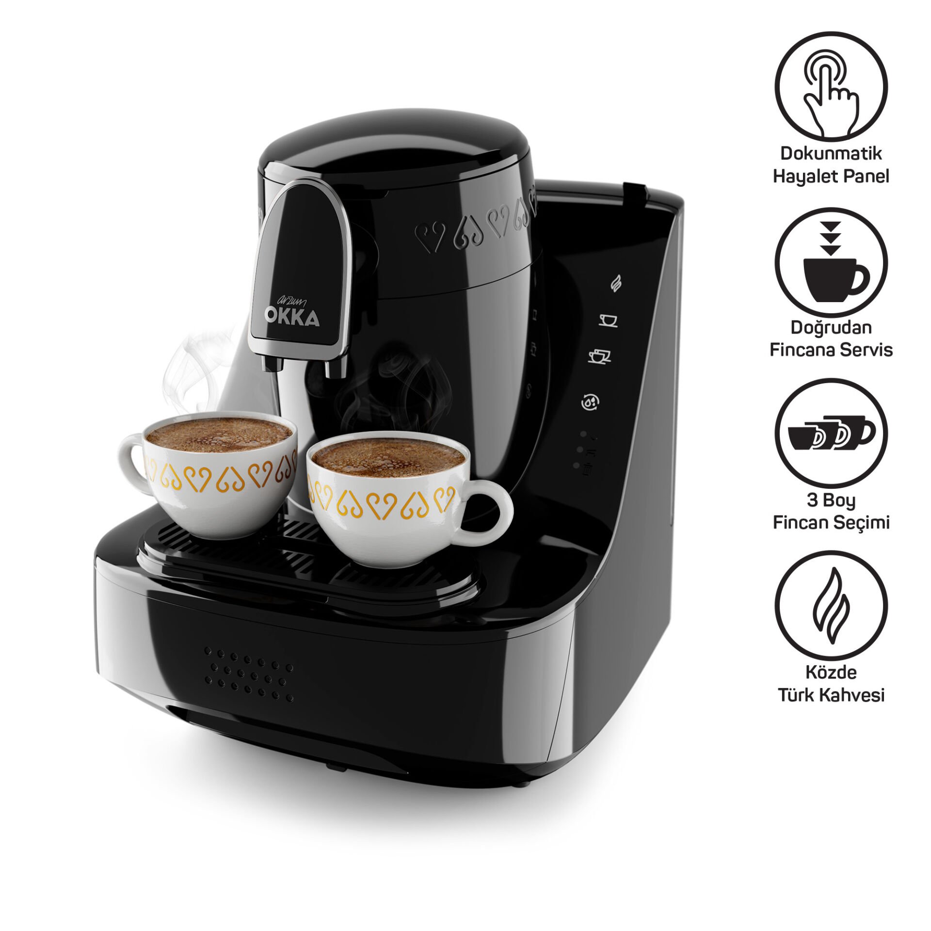 ARZUM OKKA OK0040-20 ELİT TÜRK KAHVE MAKİNESİ SİYAH-KROM