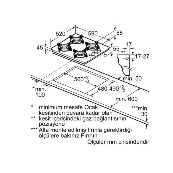 PROFİLO OO36P6O90D SİYAH ANKASTRE OCAK